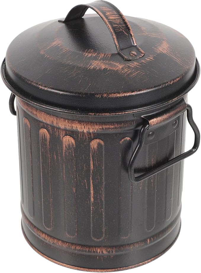 DOITOOL Ash Bucket with Lid Vintage Fireplace Metal Bucket