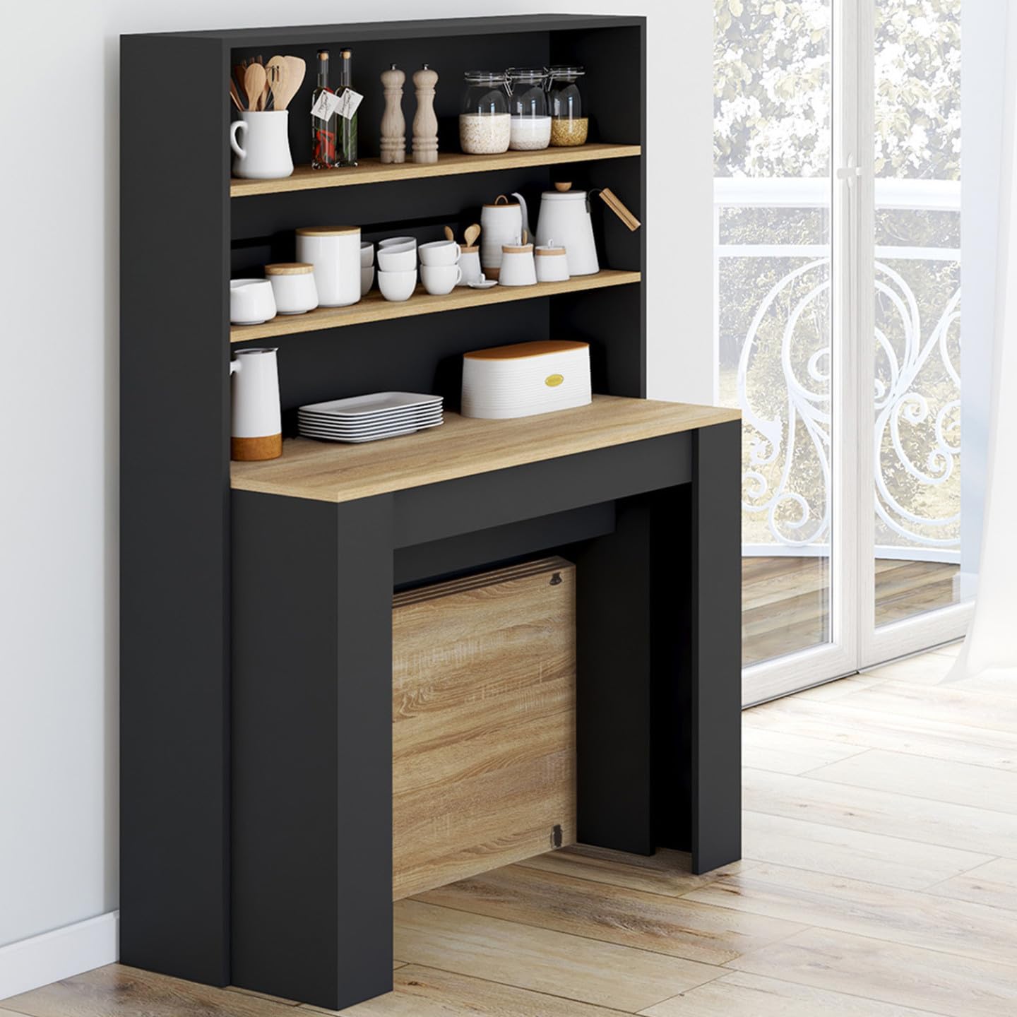 IDMarket - Table Buffet Haut Extensible Orlando 8 Personnes 235 cm