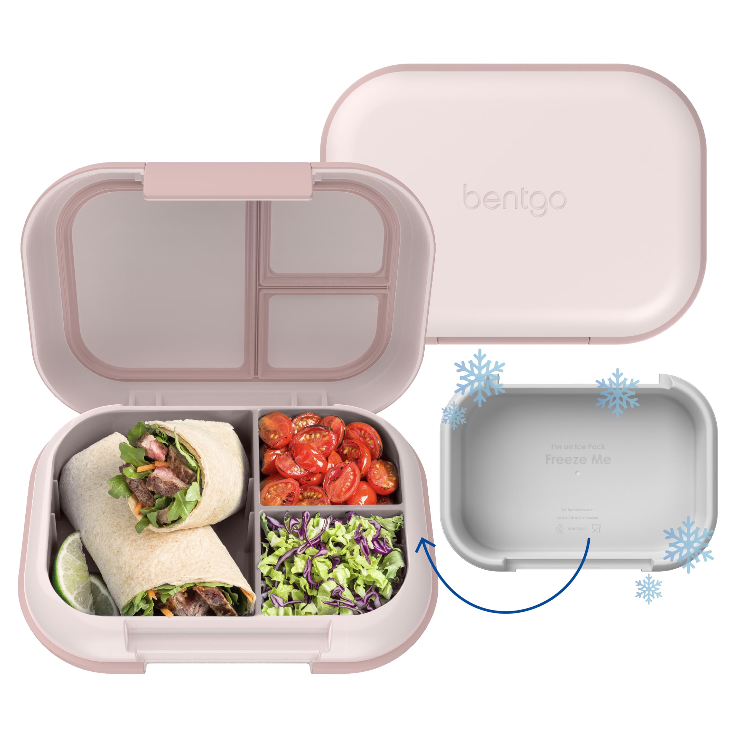 BentgoChill Max Leak-Proof XL Lunch Box - Included Ice Pack Keeps Food Cold; 5-Cup Capacity for Ages 8+, 3 or 4 Compartment Bento Box, BPA-Free, Dishwasher Safe (Pink Cloud & Blush)