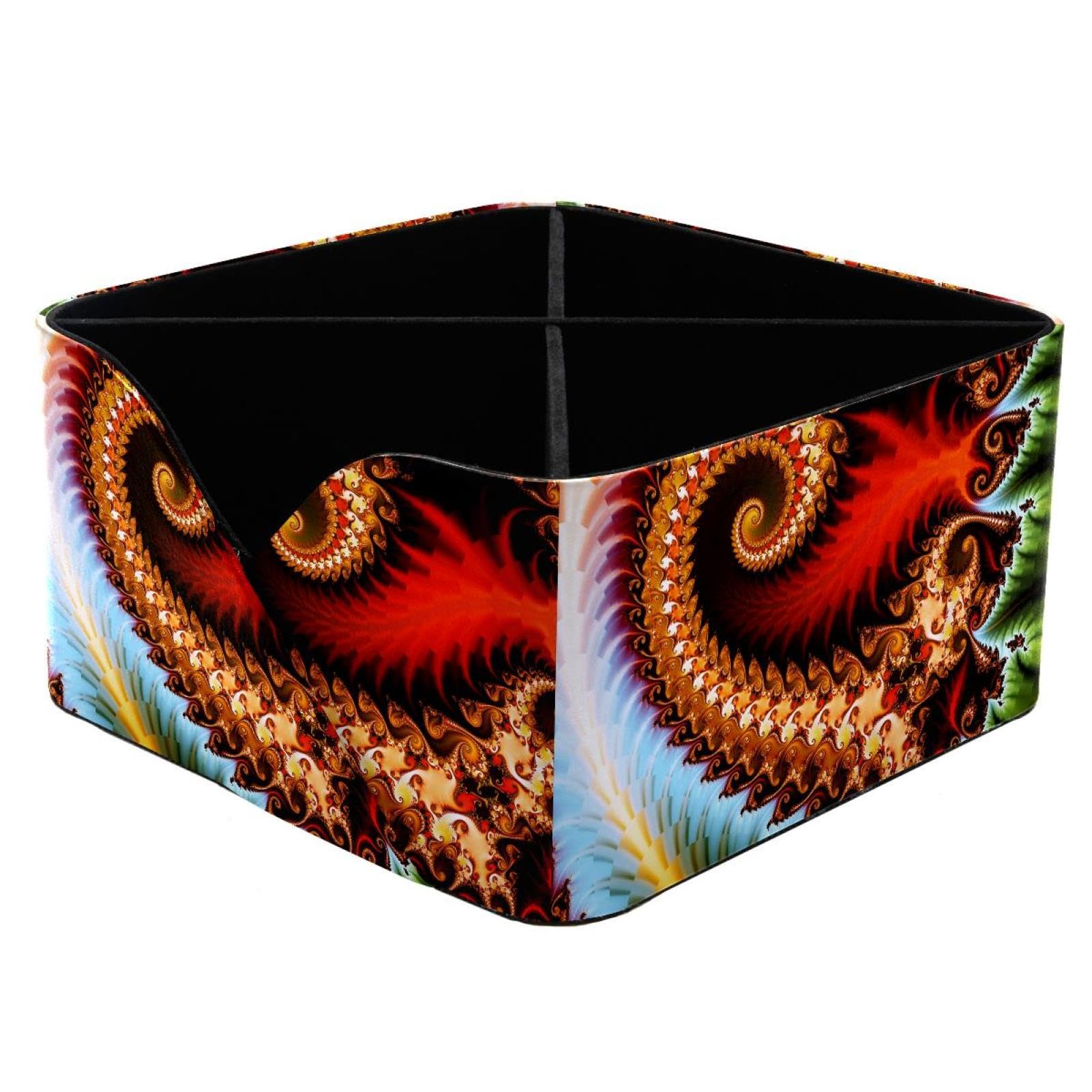 KengjuTesu Abstract Beautiful Oriental Dragon Pattern Desktop Organizer Pen Holder, Rectangular Pencil Cup for Office, Study and Makeup Stations