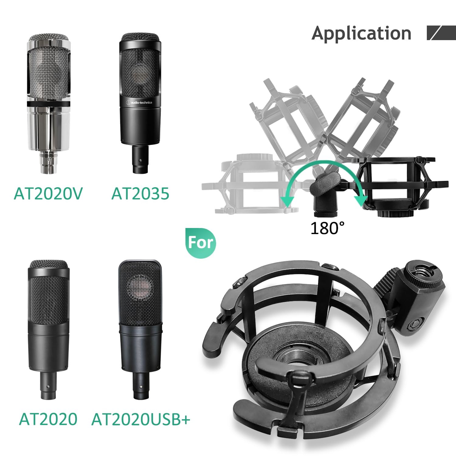 Rigych Audio Technica AT2020 Mic Stand, Suspension Scissor AT2020 Boom Arm with Shock Mount, Foam Windscreen - Image 2