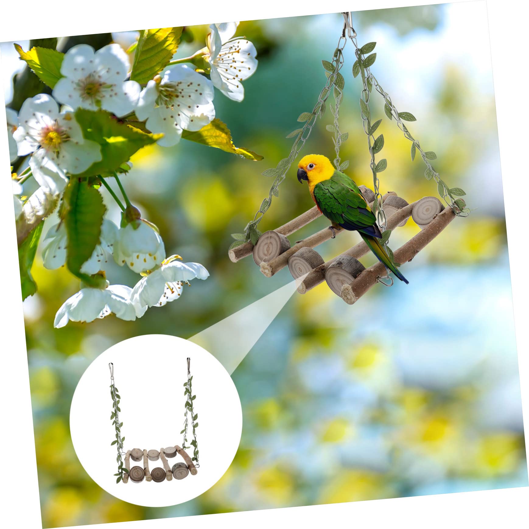 Kisangel 3 Piezas De Juguetes para Loros Columpios para Pájaros Columpio para Pájaros Juguetes Colgantes para o Colgante De Madera Soporte para Loros o para