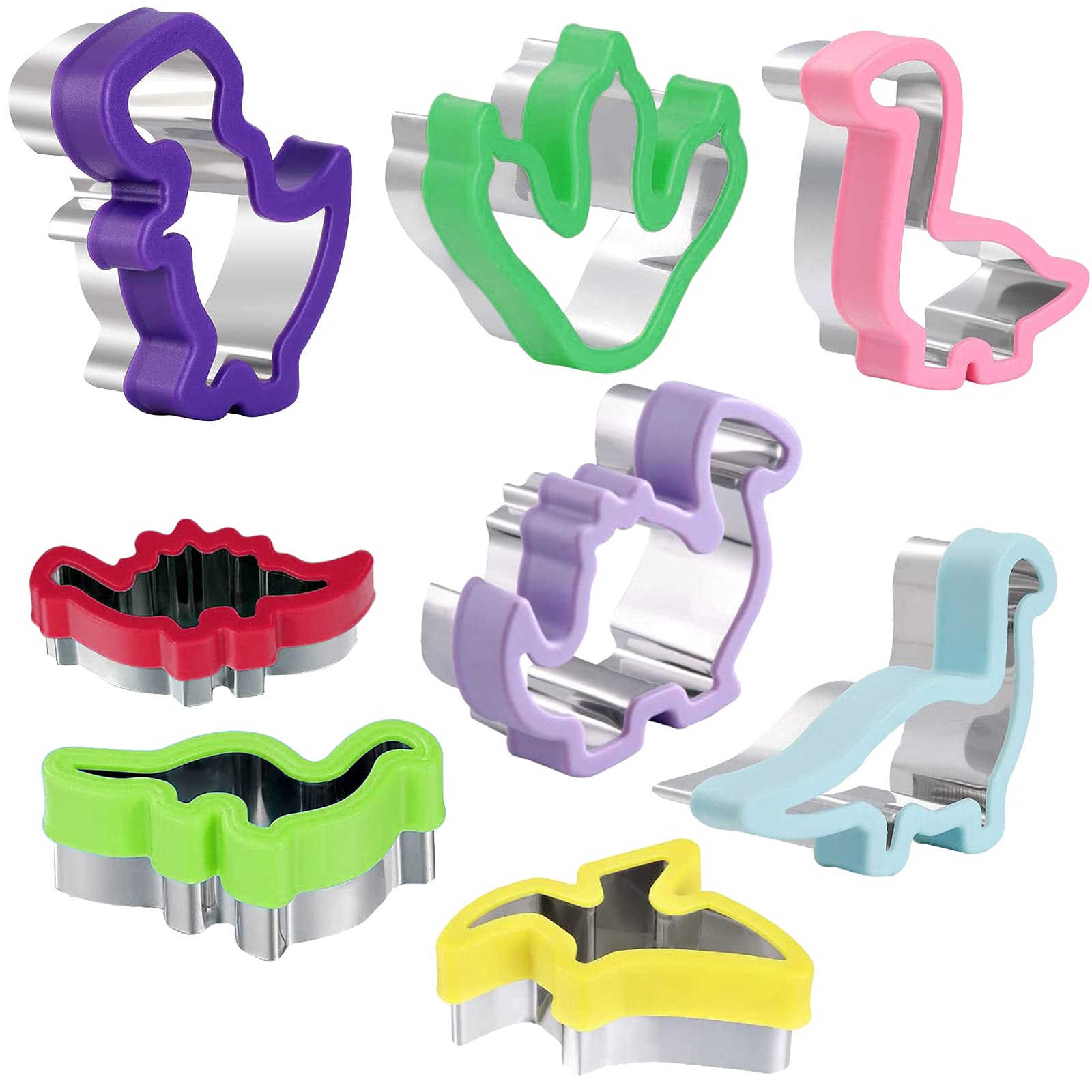 TEMUCY Jurassic Dinosaur Cookie Cutters Set 8-Piece Dinosaur molds for Kids Dinosaur Theme Birthday Party Supplies Favors