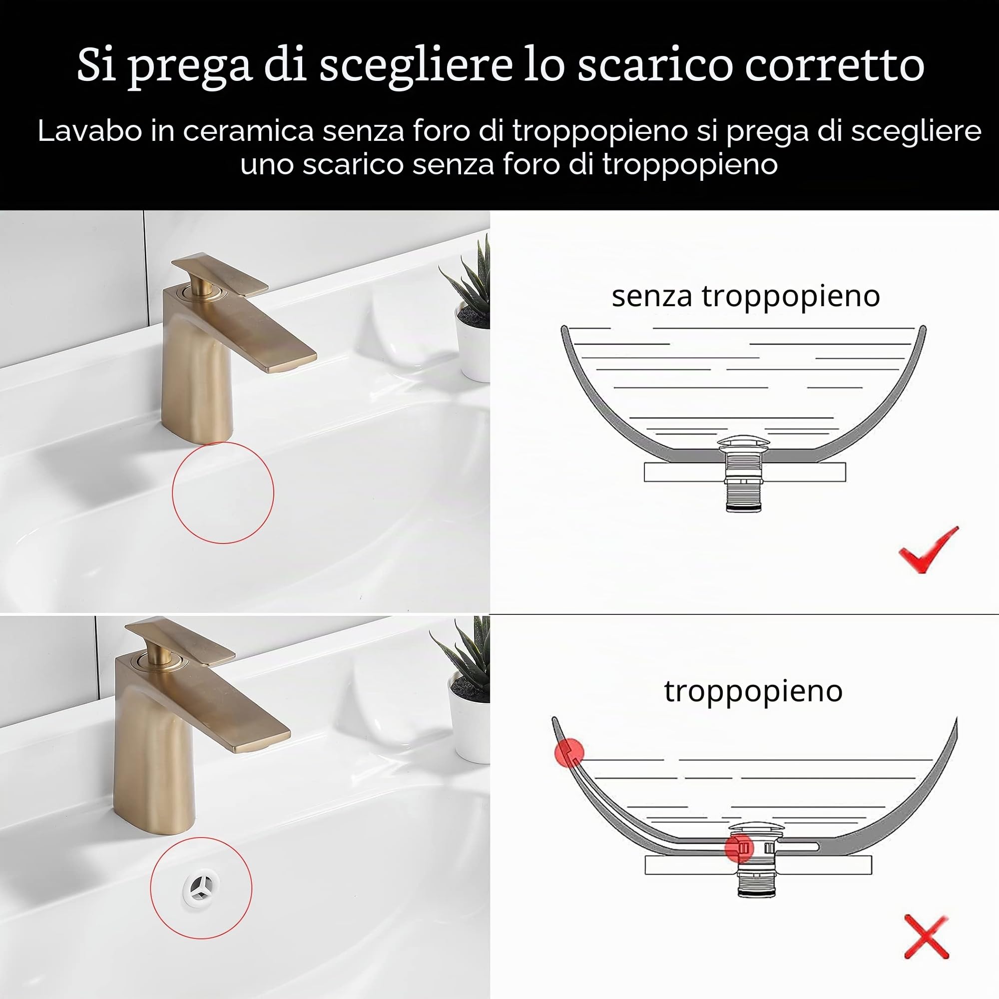Ottone Lavello per Lavabo Pop-Up, Antico Piletta Click Clack senza Troppo Pieno, Piletta Bidet con Cestello Filtrante Universale
