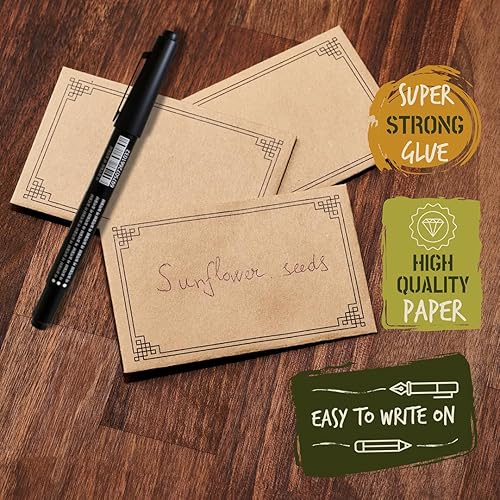 Miniatura 5 de 500 sobres de monedas pequeñas de color marrón con bolígrafo de 2 14 x 3 12 pulgadas, sobres de semillas de 4.59 ozm para almacenamiento de llaves,