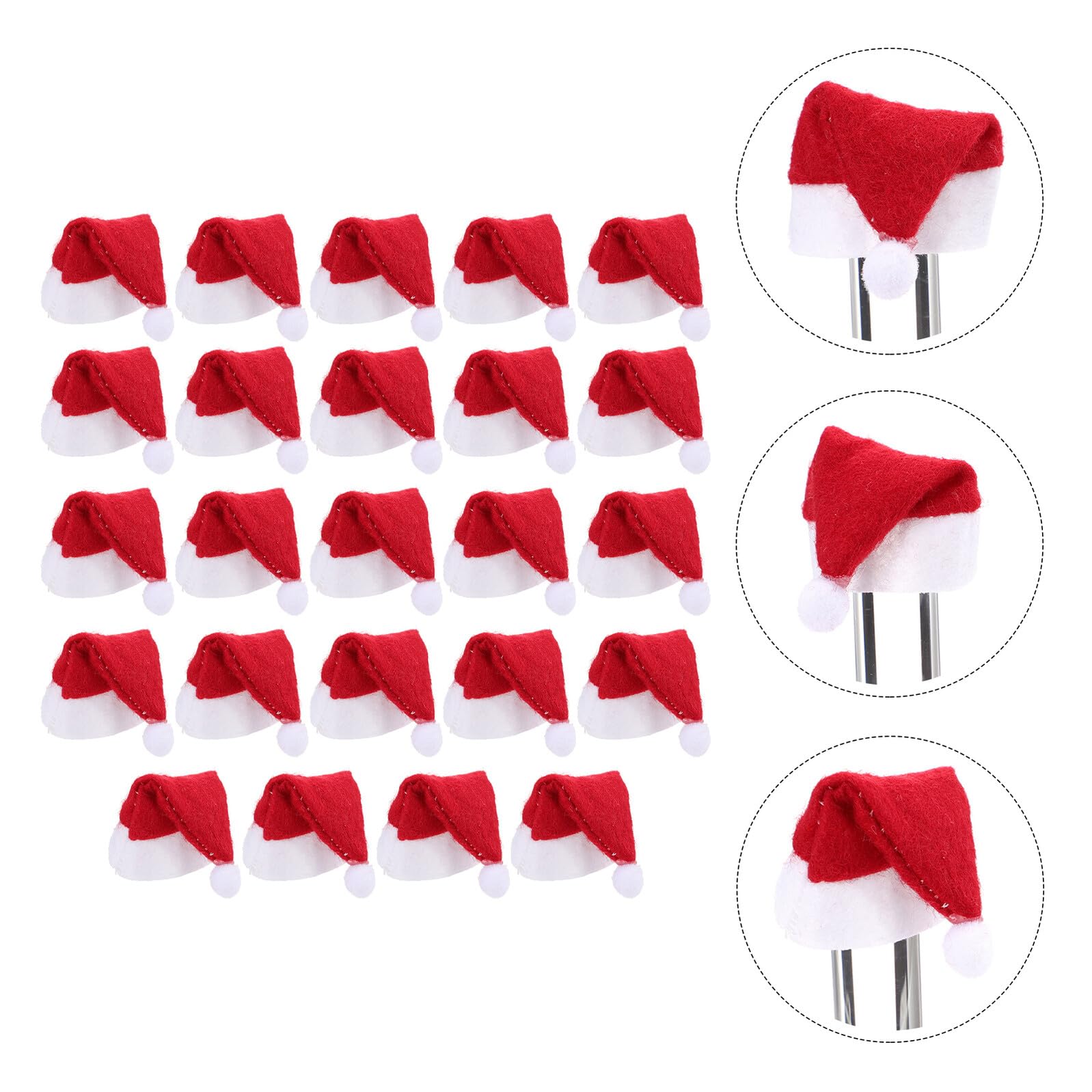 24 Mini Gorros Navideños de Rojo y Decoración para Fiestas Navideñas Accesorios Reutilizables y Lavables para y Juguetes
