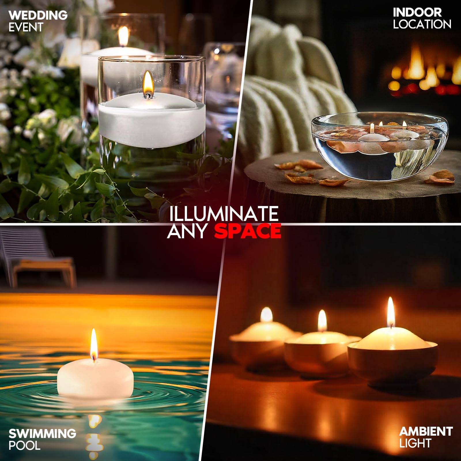 Candle Charisma Velas flotantes (blanco, 36 piezas)