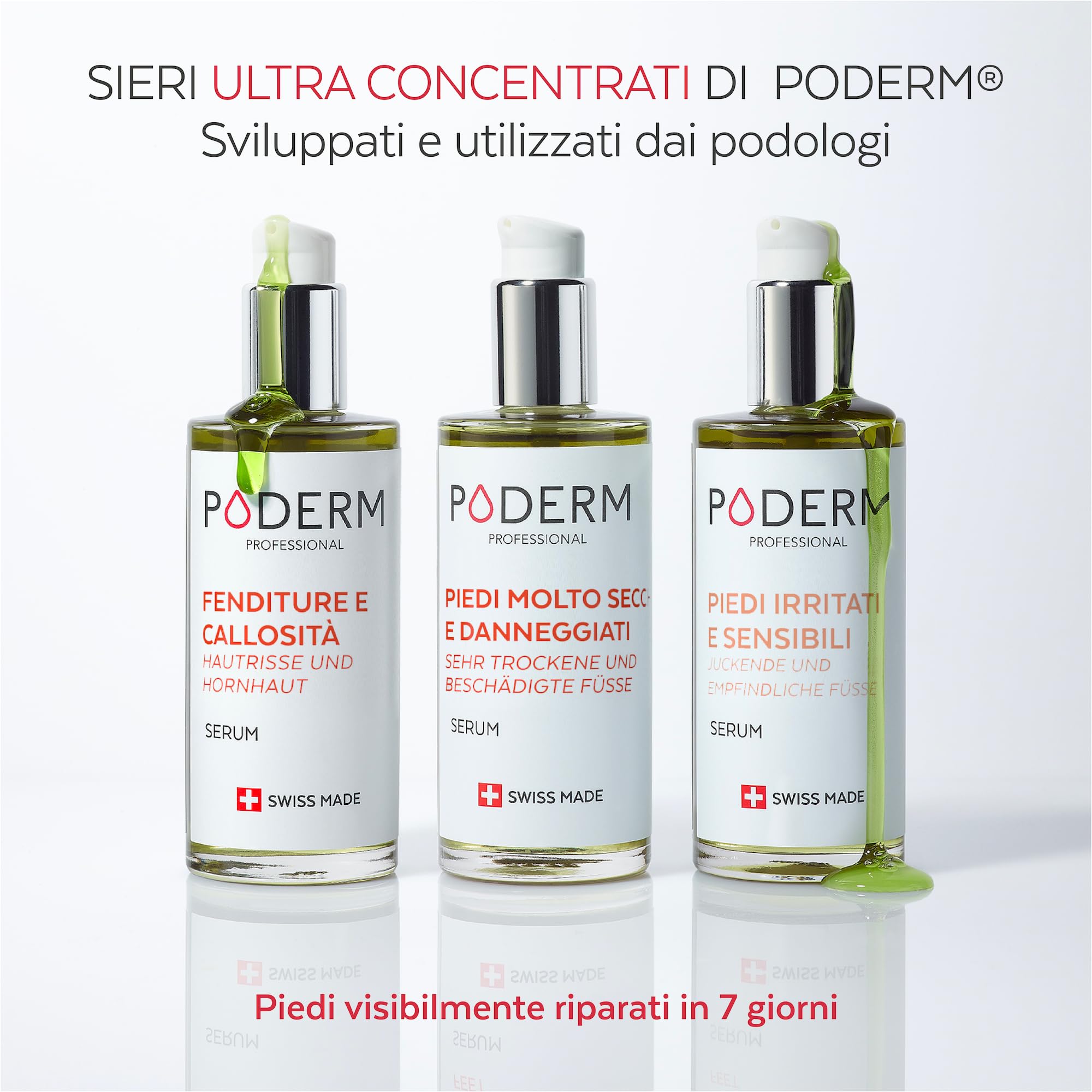 PODERM - PIEDI MOLTO SECCHI E DANNEGGIATI - Ripara e nutre intensamente per 24 ore - Piedi visibilmente riparati in 7 giorni - Ingredienti 100% naturali - Cura dei piedi - Swiss Made