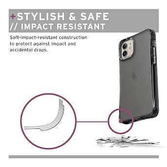 URBAN ARMOR GEAR [U] by UAG Designed for iPhone 12 Mini 5G [5.4-inch Screen] Case Mouve Rugged Lightweight Slim Shockproof Transparent Protective Phone Cover, Matte Ash