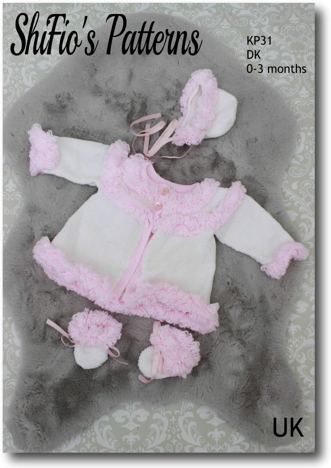 Knitting Pattern for Babies Loopy Matinee Jacket, and Matching