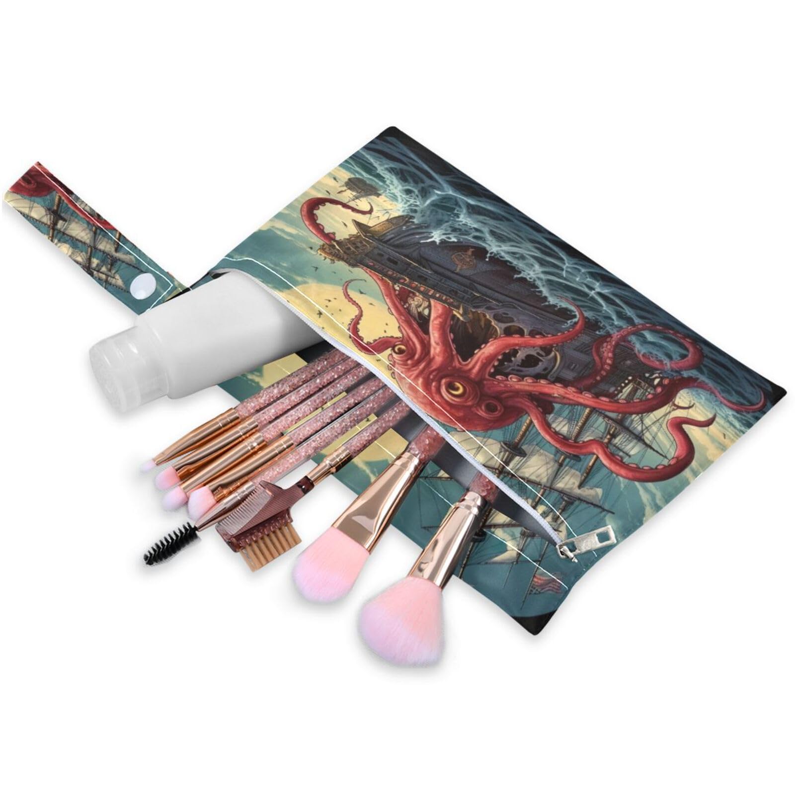 ATTX Sea Octopus Wave Wet Dry Bags 2-Pack - Reusable Cloth Diaper Storage for Travel, Beach & Gym | Multi-Use Waterproof Bags for Swimsuits, Baby Clothes, Sports Gear#25