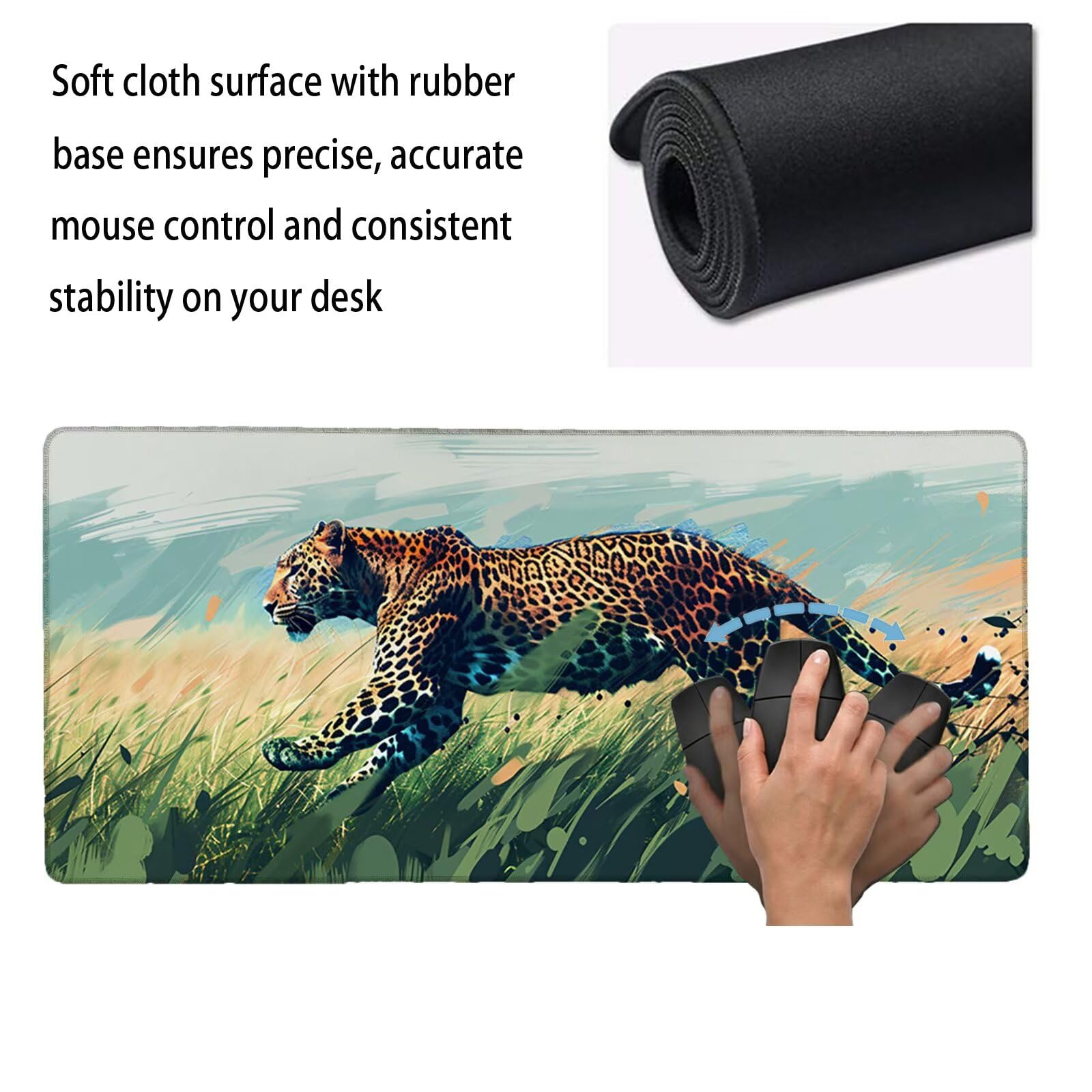 Sottomano Scrivania Grande 1200 x 600 x 3 mm Animale Tappetino Tastiera Computer con Base Antiscivolo e Bordi Cuciti, Protezione Impermeabile, per Lavoro, Casa e PC Gamer, Regali (Prateria) L-x1782