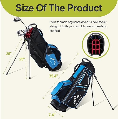 Miniatura 2 de Bolsa de golf de 14 vías, bolsas de golf para hombres con soporte, divisores superiores ergonómicos con 10 bolsillos para palos de golf
