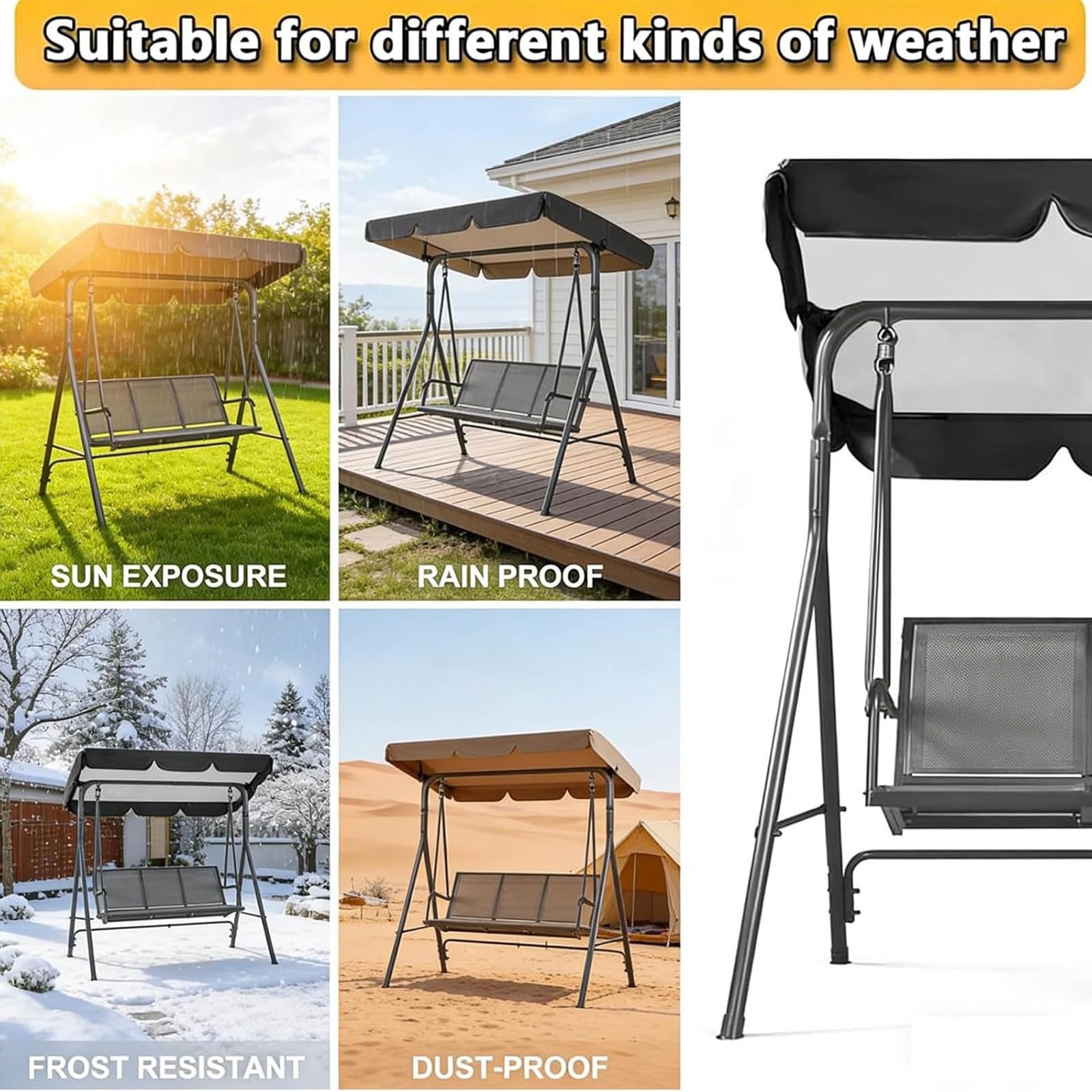 Housse supérieure de rechange universelle étanche pour hamac d'extérieur de 142,2 x 213,4 cm pour chaise (162,6 x 114,3 cm) WeatherResint Protect