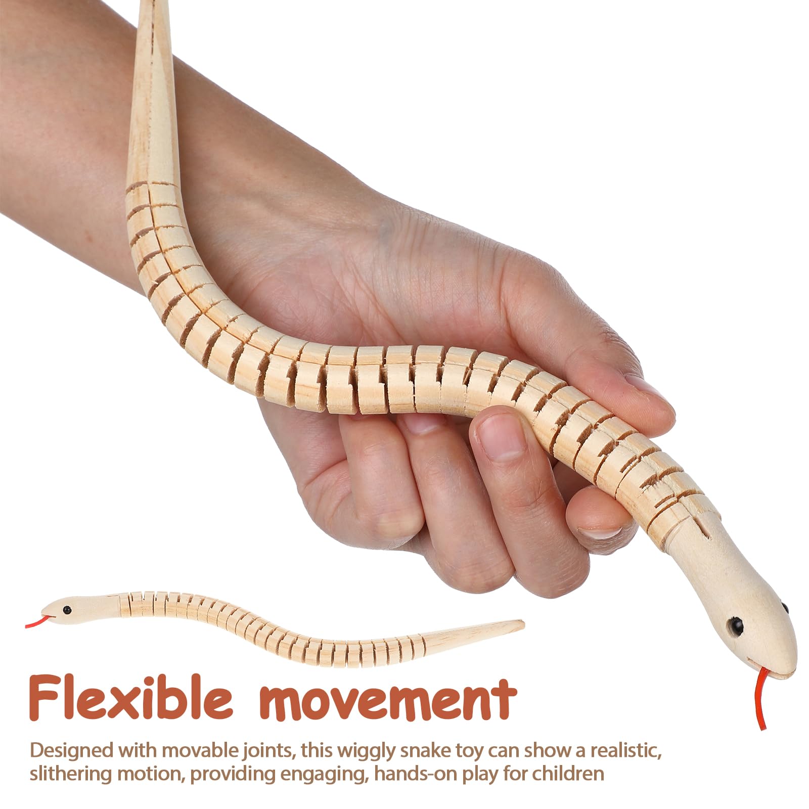 Snapklik.com : Wooden Snake Toy 12.6In Flexible Jointed Unfinished DIY ...