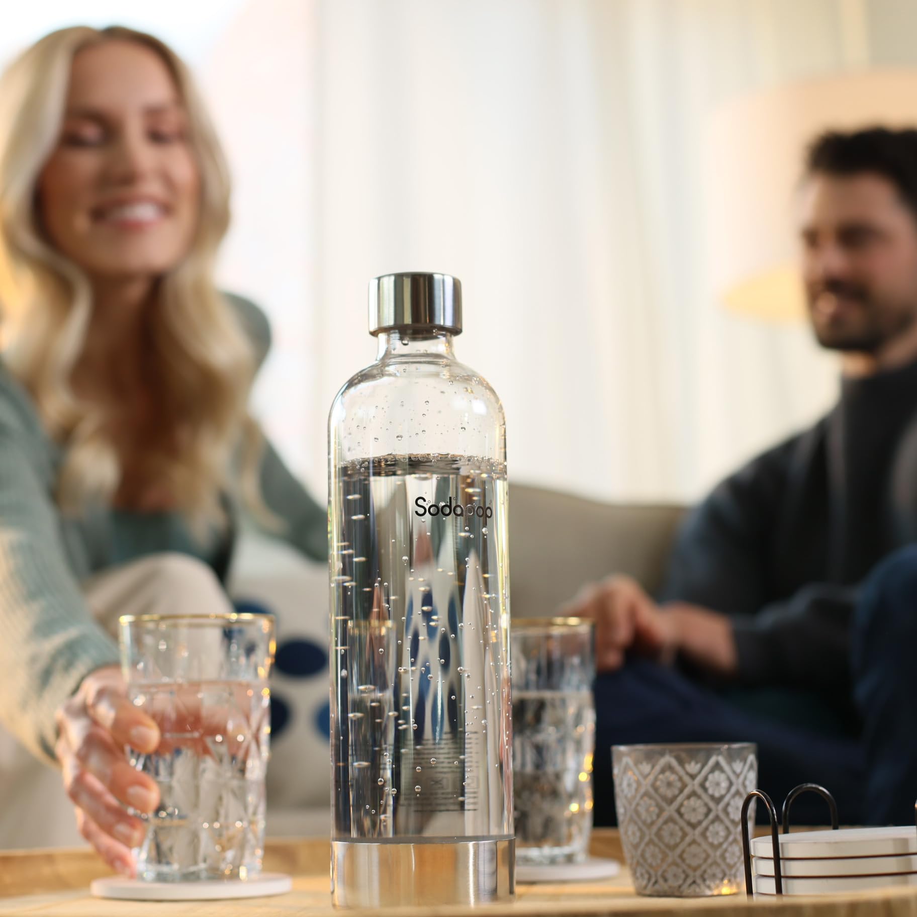 Sodapop Aireador de agua Cooper blanco, incluye 1 botella de PET, elegante y ahorra espacio, altura 44,9 cm