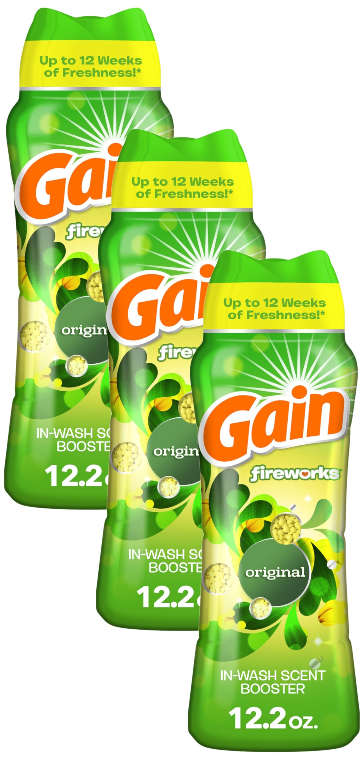 Gain Fireworks In-Wash Scent Booster Beads, Original, 12.2 oz (Pack of 3)
