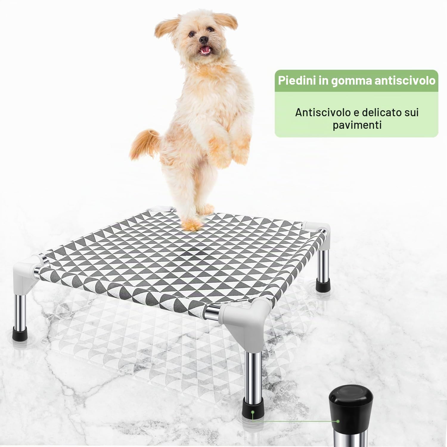 Kuntrust Letto rialzato per cani da esterno, lettino rialzato per animali domestici, letto per cani di piccola taglia, per interni e durevoli, con piedini in gomma antiscivolo, tessuto a doppio strato