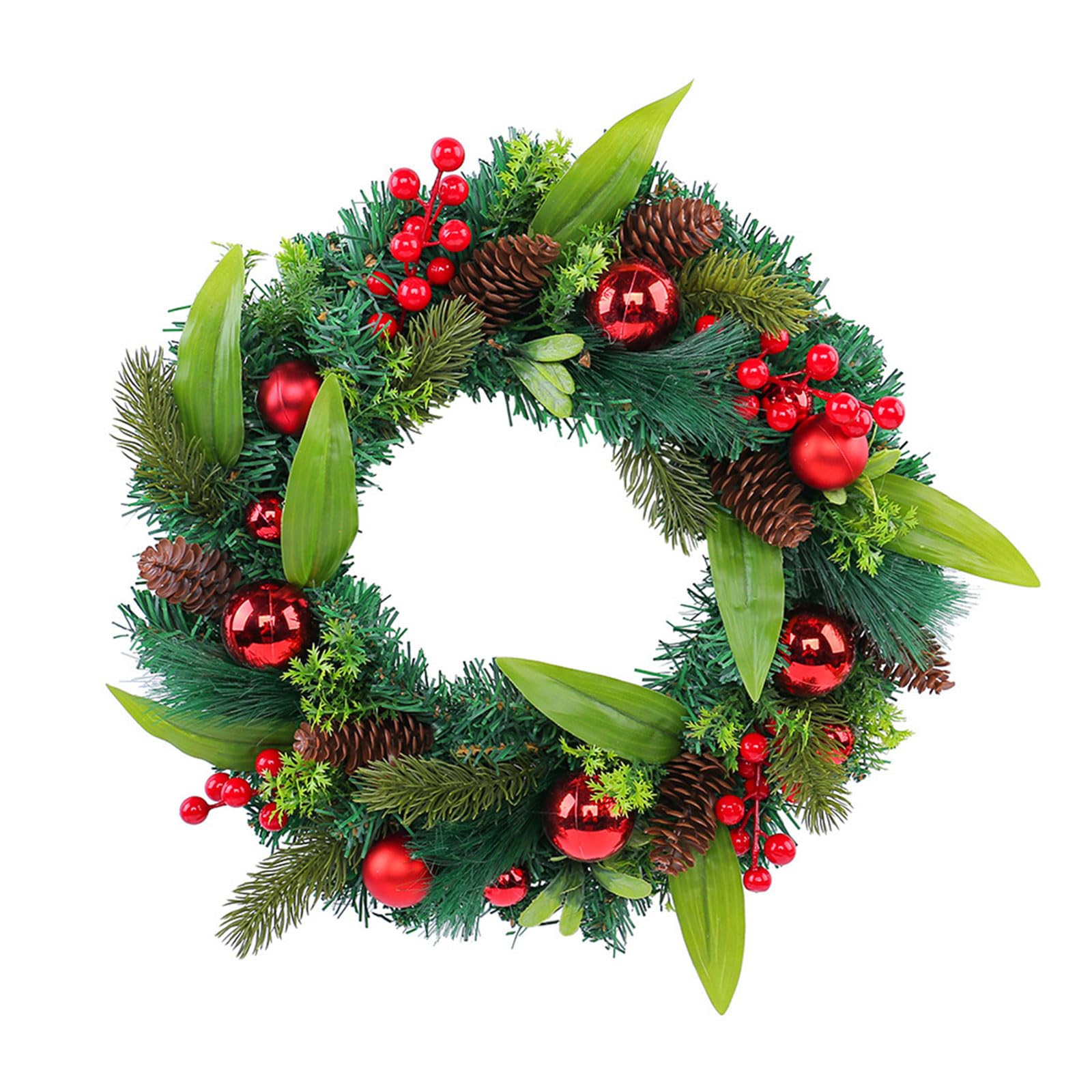 Kalttoy Wall Mounted Christmas Wreath Traditional Pinecones Garlands Children Wreath for Seasonal Decoration Artificial Pinecones Berries