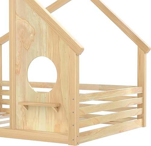 Miniatura 20 de Bellemave Cama individual para niños, cama de madera de pino, camas Montessori para niños, color blanco con estante Blanco,Madera de pino gris,gris