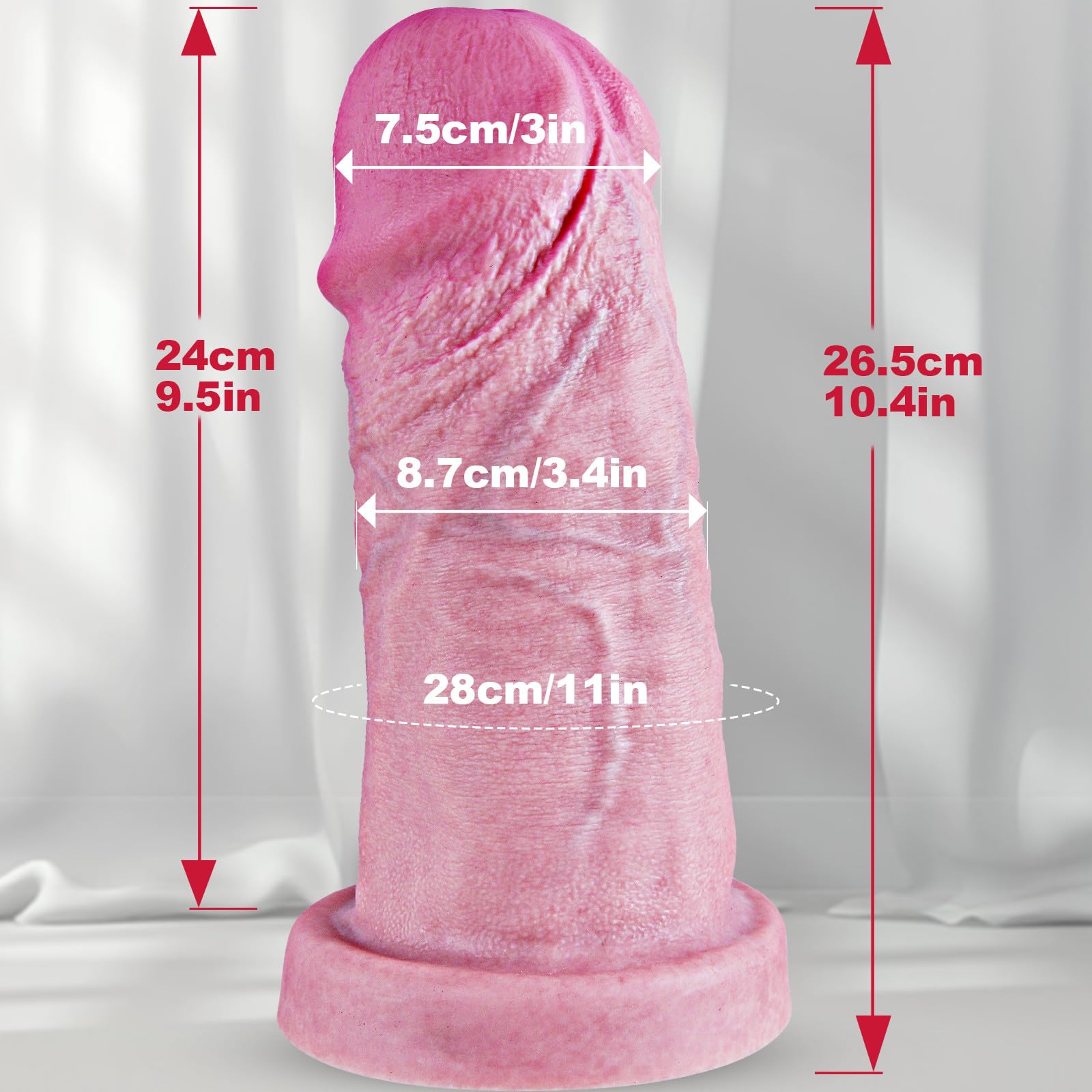 Dildo gigante in silicone extra spesso con ventosa da 8,7 cm di diametro, dildo realistico per punto G da 26,5 cm, sex toy anale XXL per uomini e donne esperti.