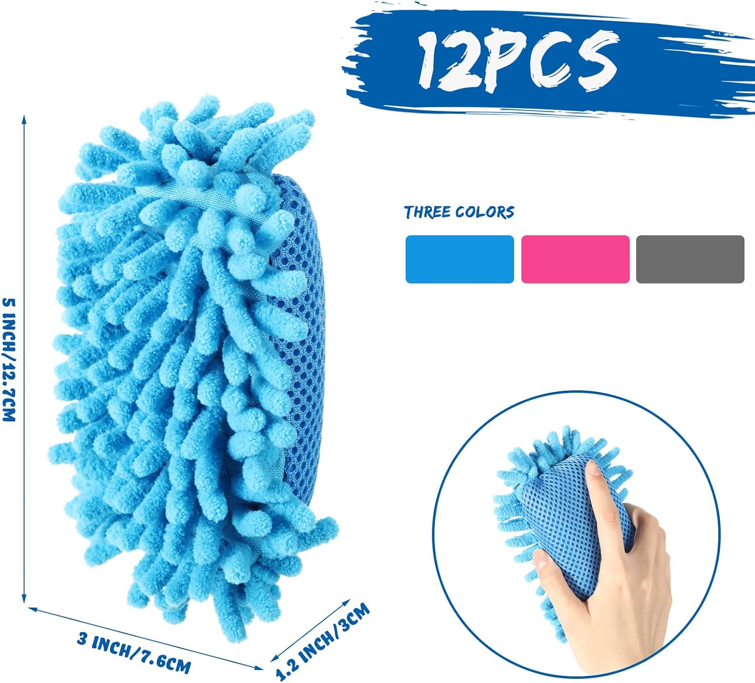 Teling 12 Pieces Back to School Microfiber Shag Whiteboard Eraser Washable Dustless Board Dry Chalk Eraser for Chalk Markers Home Classroom and Office