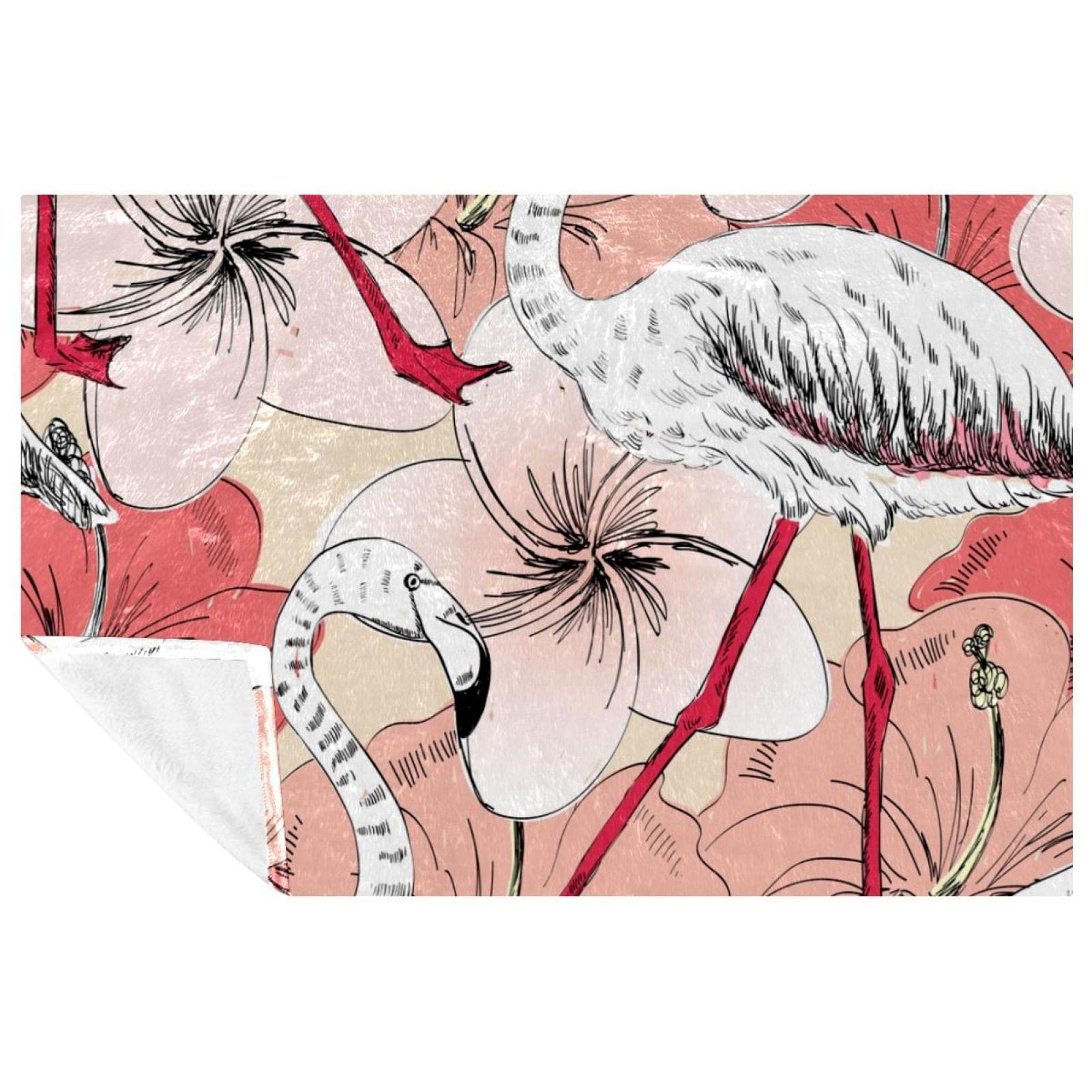 Couverture lit et canapé anti-froid motif flamant rose, plaid doux lavable 150x100