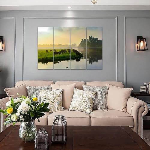 Miniatura 4 de Paneles acústicos insonorizados de pared de vacas rumiantes, prado verde, paneles acústicos autoadhesivos, reducen la reverberación de eco de la