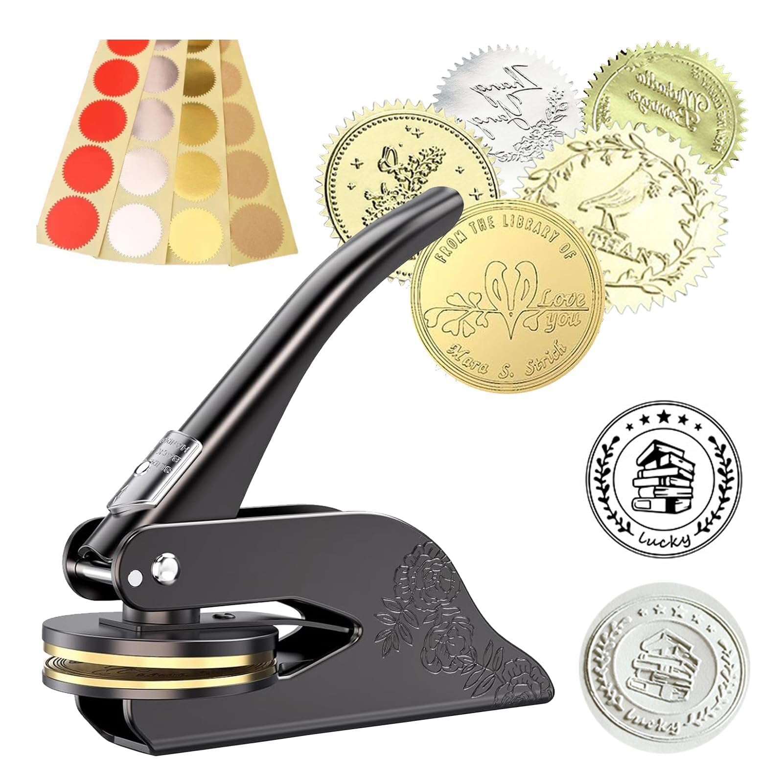 LZXSXZ Custom Logo Embosser Seal Stamp, Personalized Book Embosser for Libraries, Your Own Text or Logo Design for Books Business Cards, Wedding Invitations