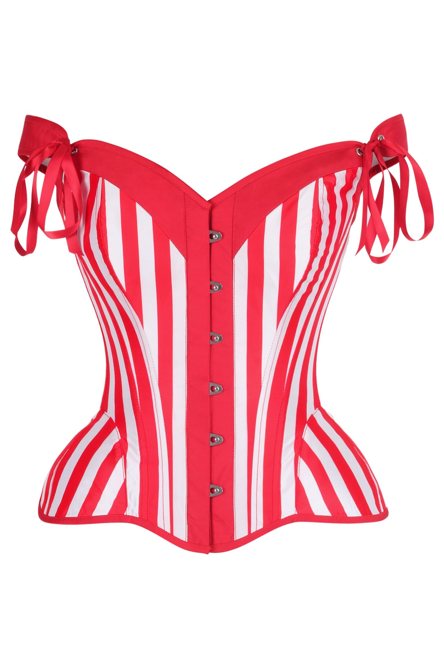 Daisy corsets Women's Red/White Stripe Steel Boned Overbust Corset Waist Cincher Bustier Top & Plus Size, 3X