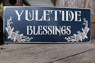 Yuletide Blessings Wood Sign Primitive Wood Sign Wall Gift Decor Pagan Decor Winter Decor Yule Wood Sign Yule Decor Wall Decor Holiday Sign