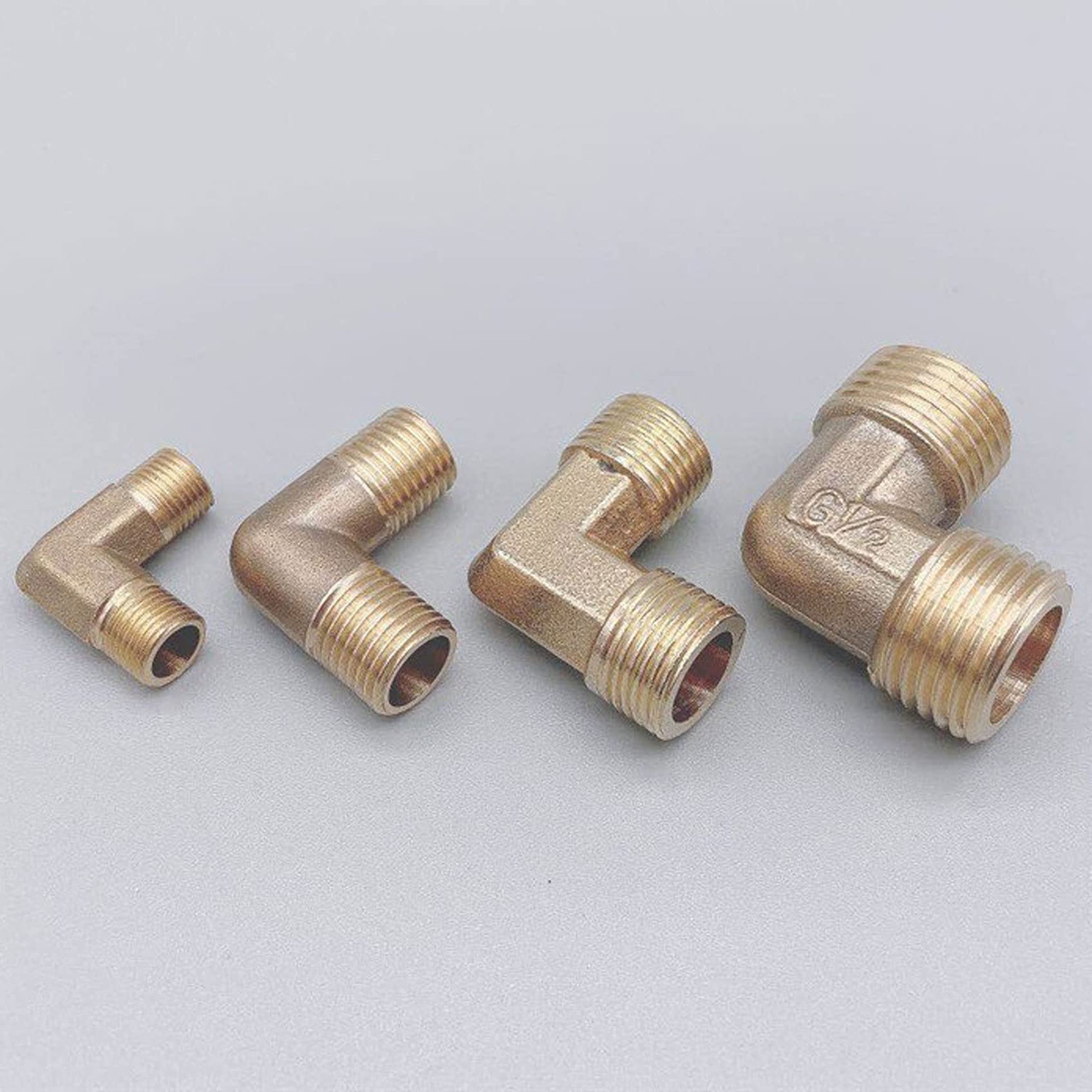 Qinlu-Brass Connector Hose Fitting Brass Tube Fitting Adapter 90 Degree 1/8