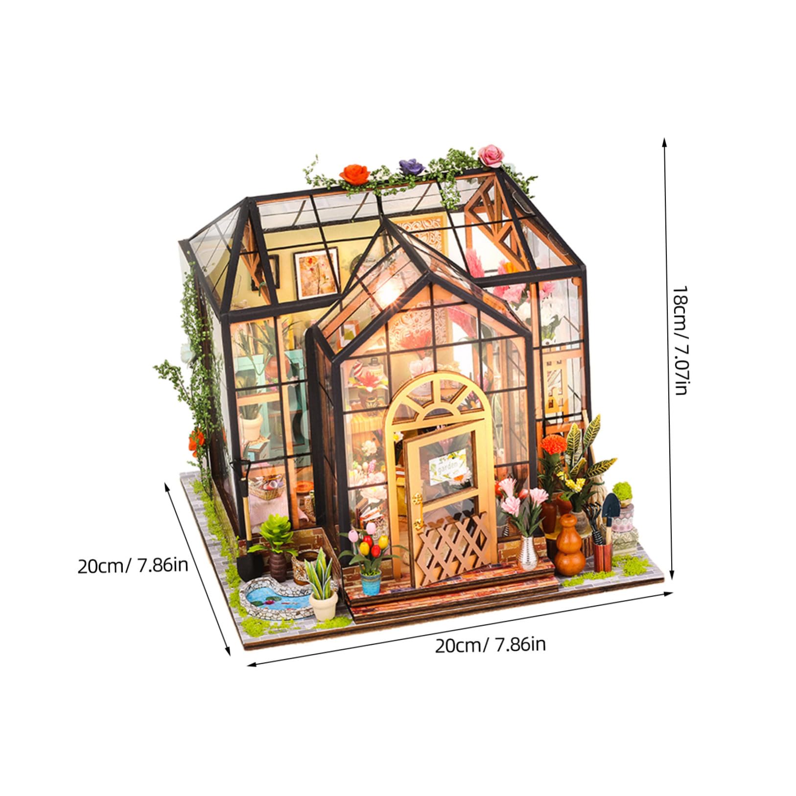 Kit de Casa de Flores en Miniatura 3D DIY Modelo de Construcción de Casa de Muñecas Madera y Acrílico Accesorios Varios Decoración Festiva y Exposición para Niñas y Familia