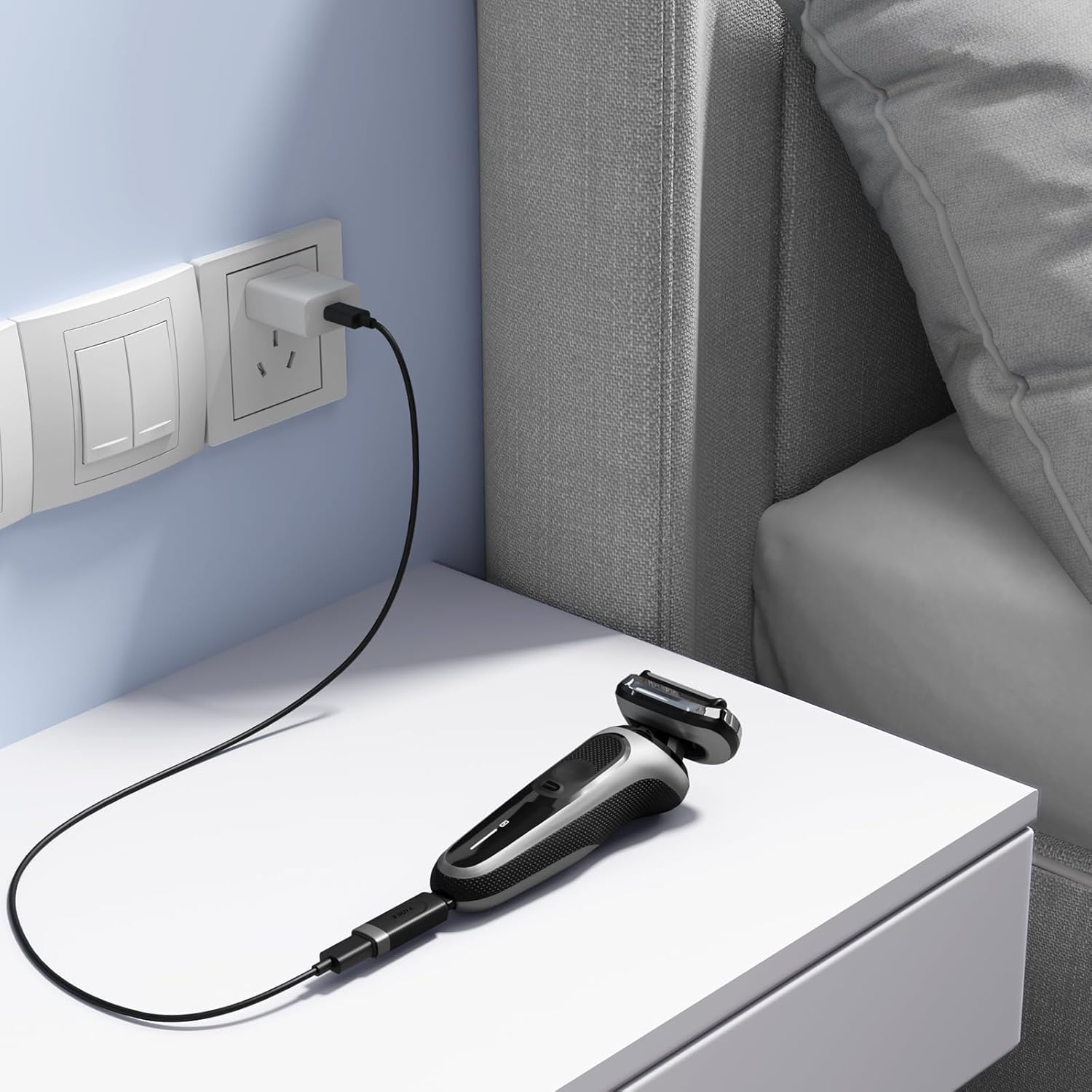Yinke 12V Type-C Shaver Charger Adapter Charging Converter for Braun Series 3 5 7 9 6 1 XT5 Electric Razor, Portable USB-C Shaver Charger Replacement (Cable Excluded)