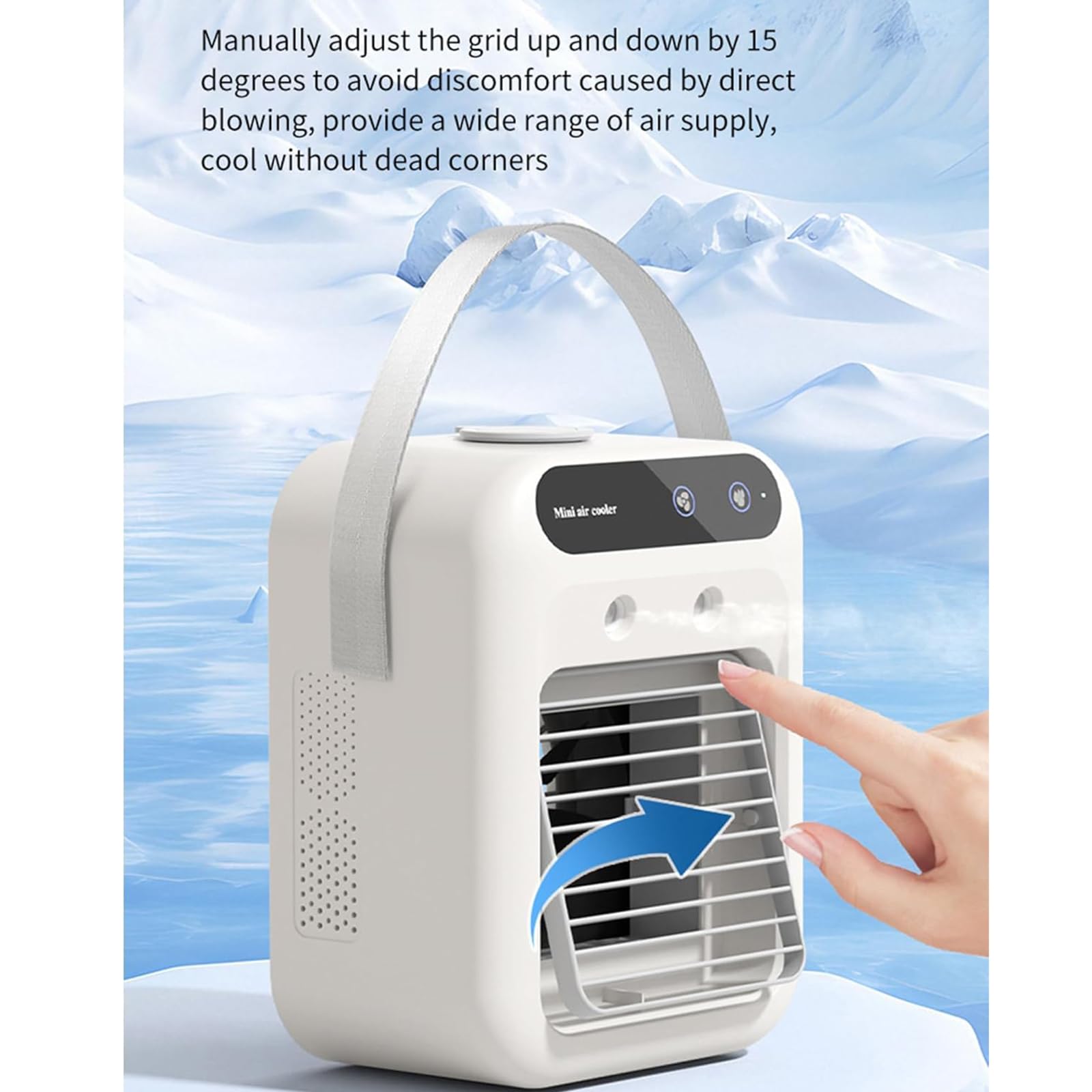 Glacier Breeze AC Mini Air Cooler: refrigeratore evaporativo portatile da 500 ml con nebbia di ghiaccio, raffreddamento 10H, ricaricabile tramite USB e ventilatore da scrivania per casa