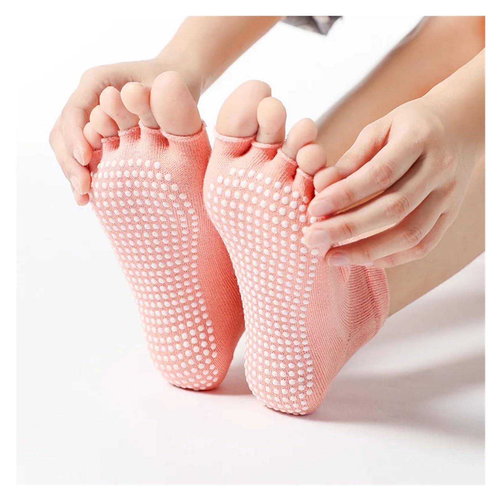 Calcetines de algodón con espalda descubierta for mujer, medias transpirables antideslizantes de silicona for deporte, Pilates, gimnasio, Fitness, zapatillas de Ballet y baile Adecuado Para Yoga, Danz