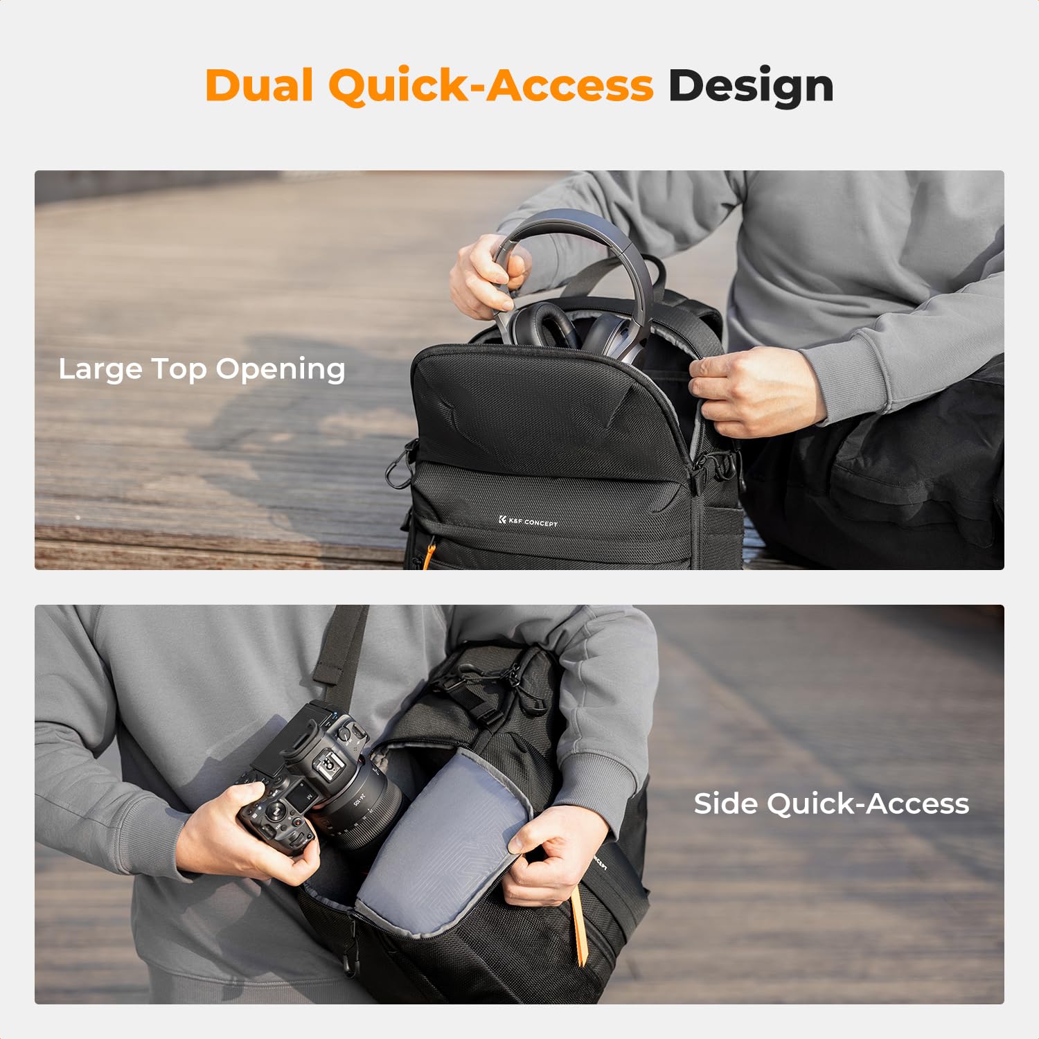 K&F CONCEPT Kamerarucksack 25L Leichter | Regenschutz und herausnehmbarer Trennwand Kameras Stativ Fotografie Videografie