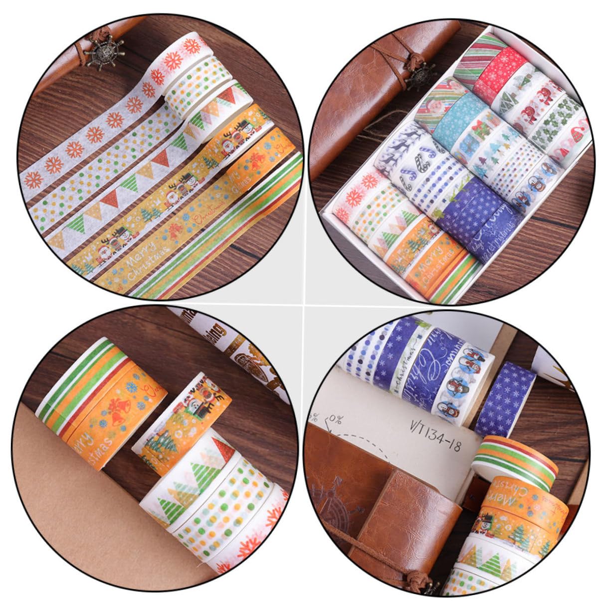 SEWACC 72rollos Cinta Washi Adhesiva para Manualidades Navideñas De Tapes Decorativos para Scrapbooking y para Festividades y Proyectos Creativos