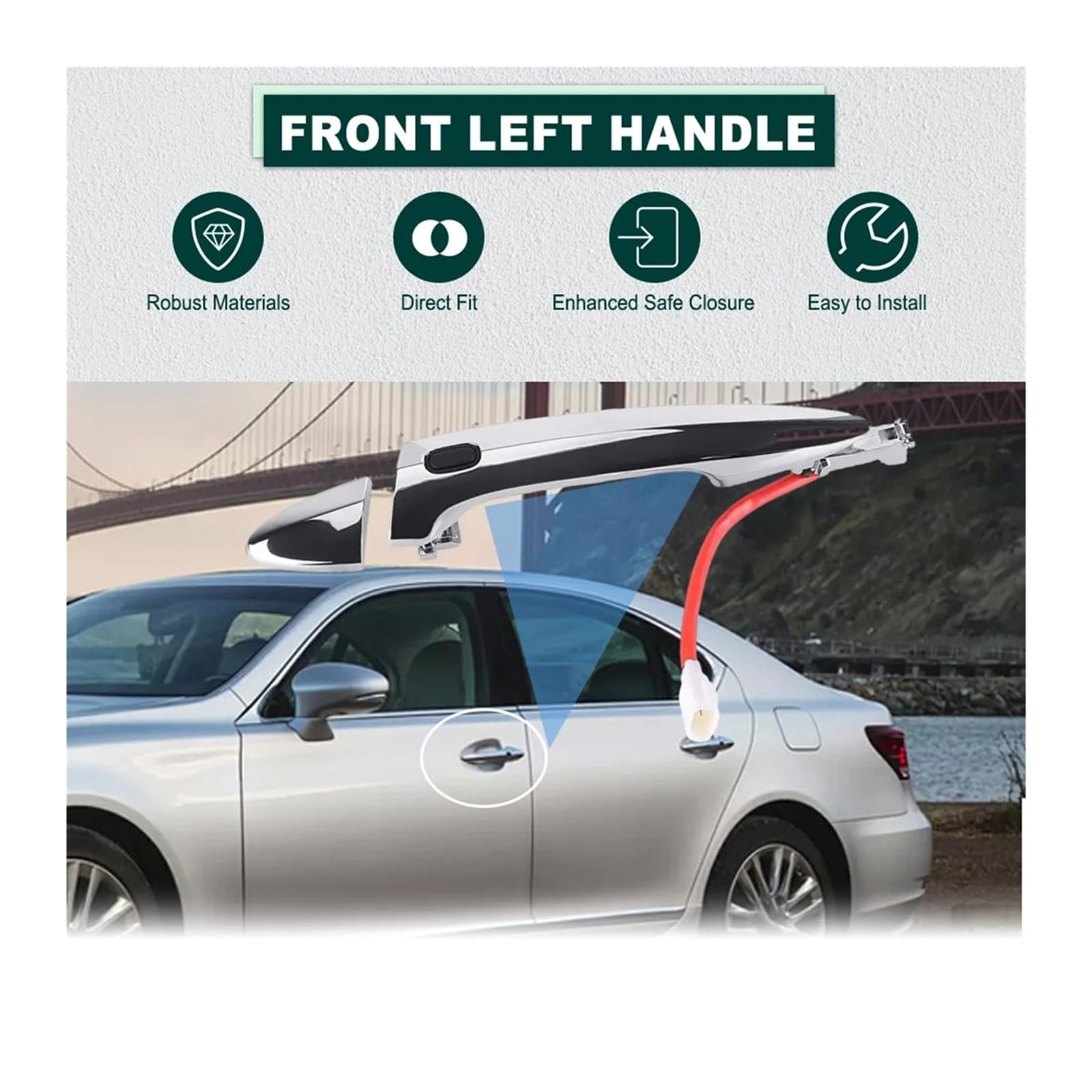 Pasuje do Lexus ES350 Base 2007 2008 2009 2010 2011 2012 69210-33090 klamka do drzwi zewnętrznych samochodu lewego prawego bocznego(Front Left Driver)