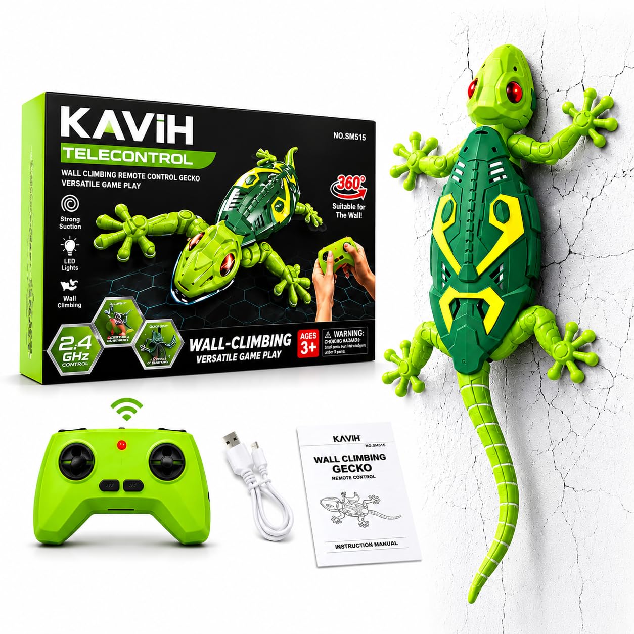 Wall Climbing Remote Control Lizard Toy for Kids | Rechargeable RC Wall Crawler with LED Eyes | Climbs Walls & Ceilings | 360° Rotating Stunt Toy Gift for Boys & Girls-image-20