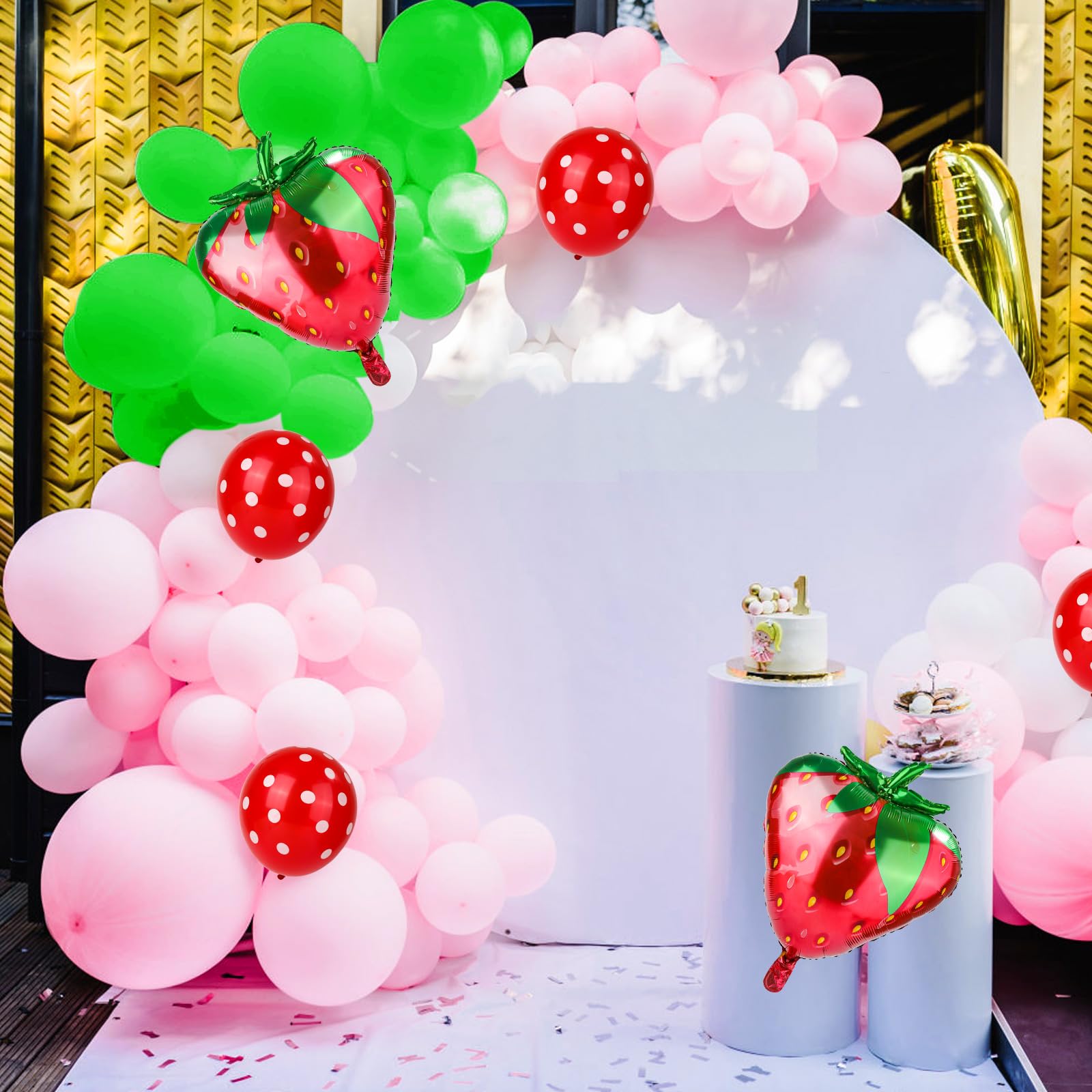 Kit Arco Palloncini A Forma Di Fragola – 147 Pezzi Per Decorazione Festa Compleanno Ragazza