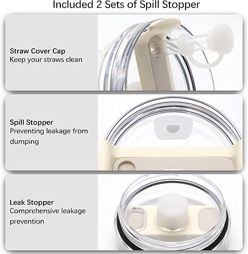 Miniatura 6 de Botas de silicona para Stanley Cup, 2 botas para Stanley de 4030 onzas con 2 tapones para derrames, funda de silicona para exteriores, protector