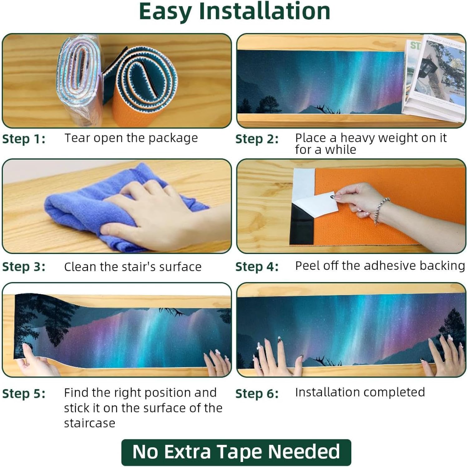 15PCS Carpet Stair Treads Non Slip for Wooden Steps, 8" X 30" Stair Runners Mats Indoor, Stain Resistant Staircase Step Treads Stair Rugs for Kids, Elders, Dogs