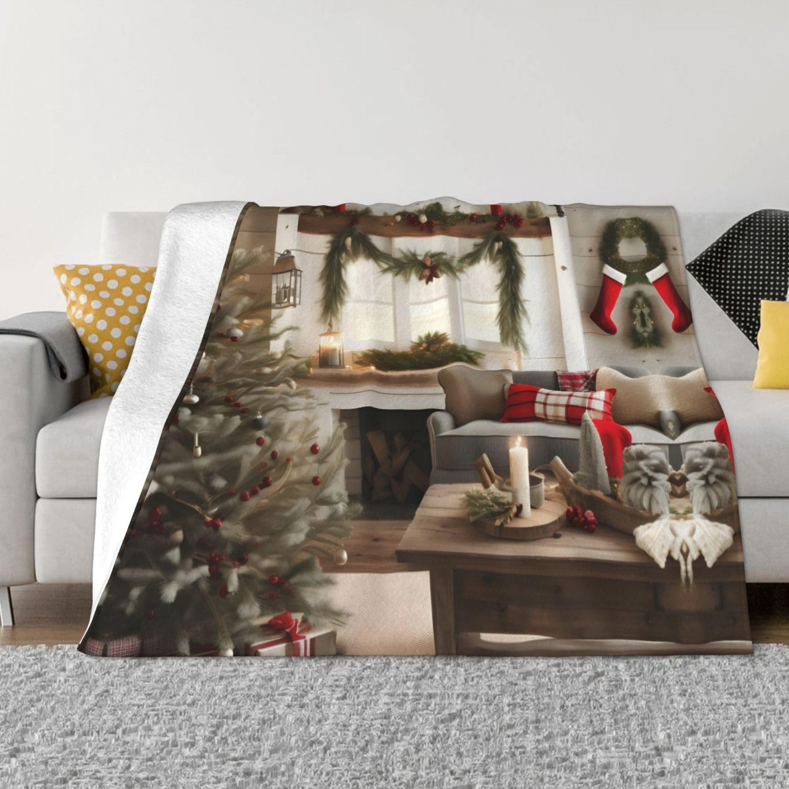 Couverture polaire imprimée style ferme plaid canapé en flanelle peluche 127x152 cm