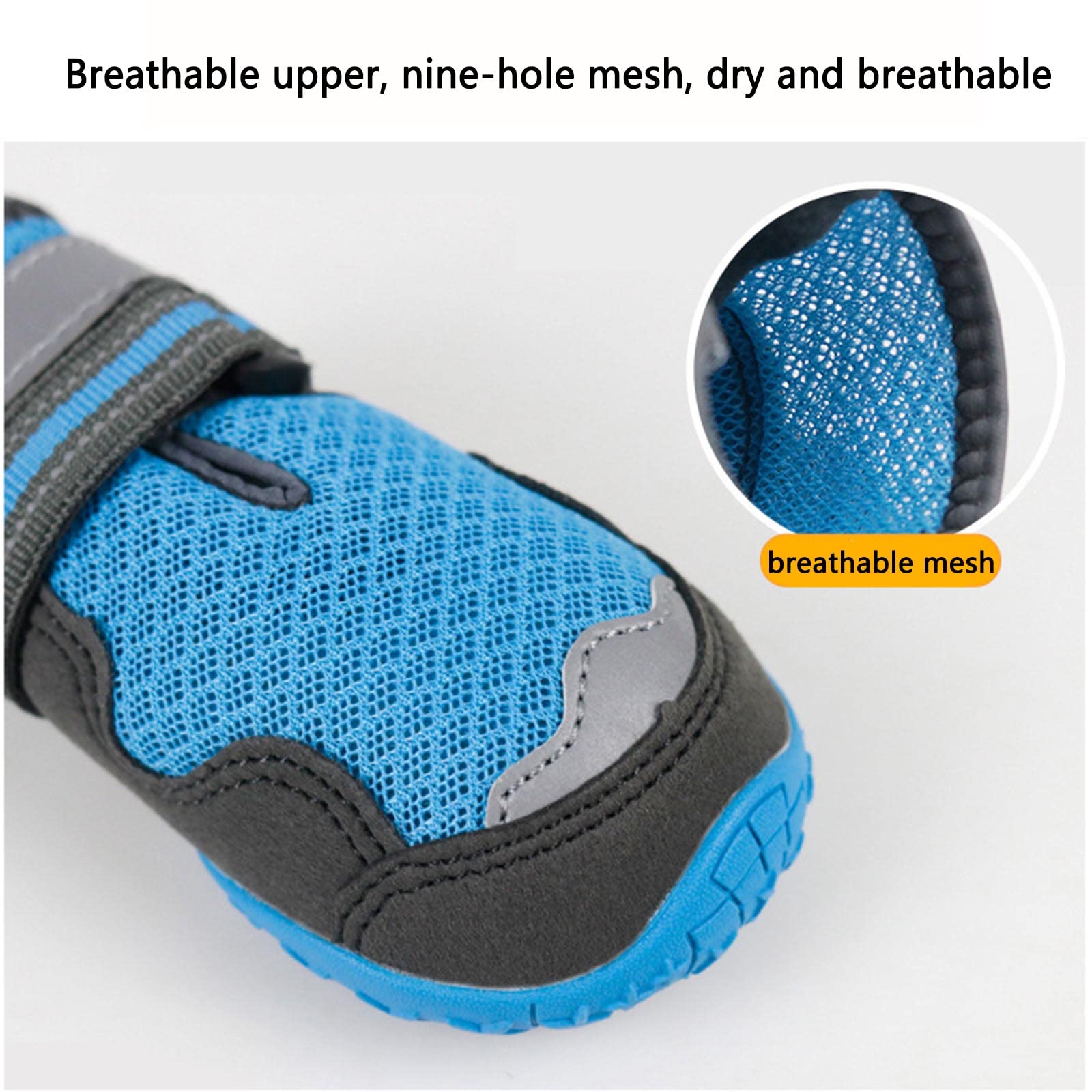 JUSHZ Hundeschuhe Wasserdicht Pfotenschutz Dog Shoes Hund Schuhe Für Große Hunde Atmungsaktiv Puppy 4er-Set Laufschuhe Haustiere Sommer Atmungsaktiv Verschleißfest rutschfest (2,Blue)