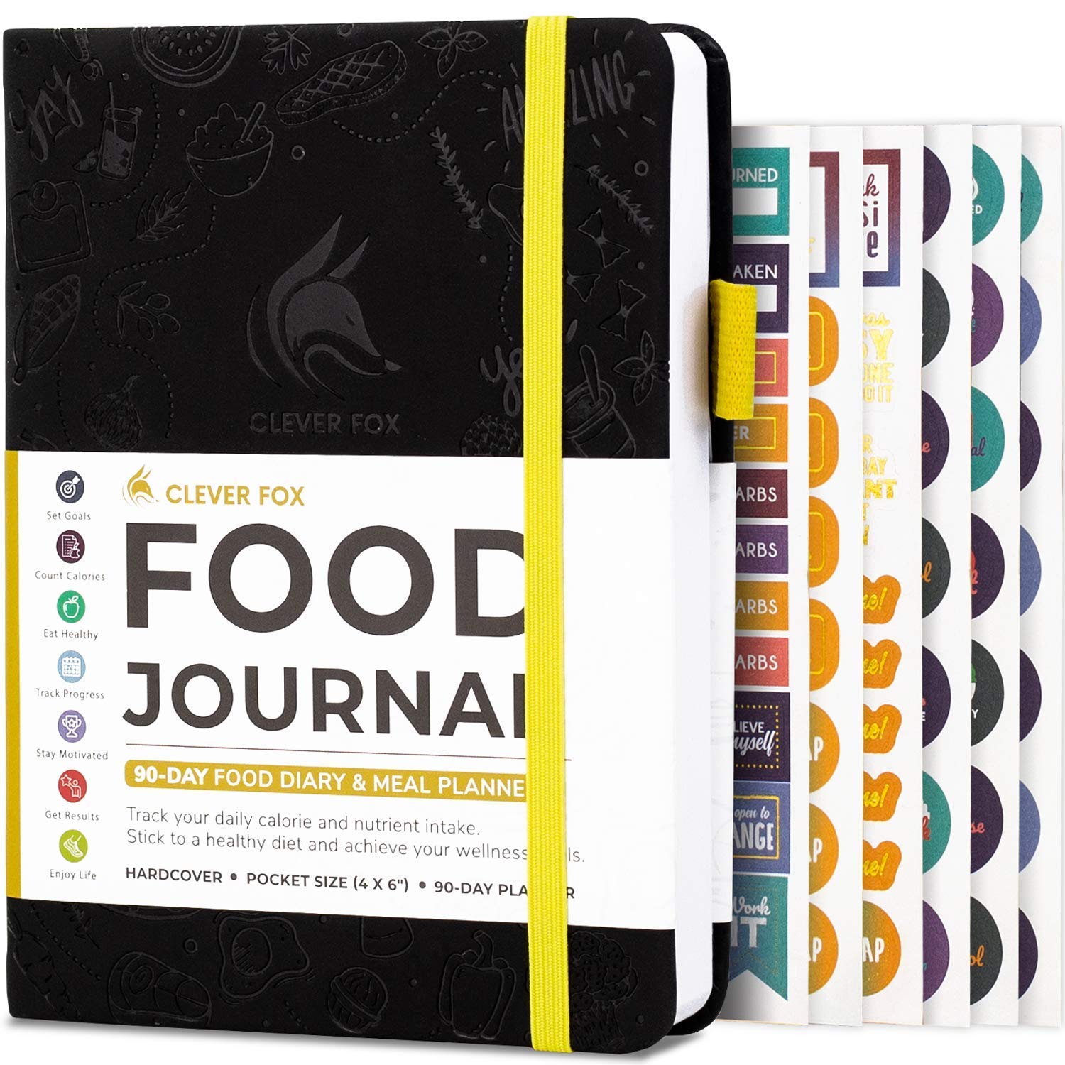 Clever Fox Food Journal Pocket - Daily Food Diary, Meal Planner to Track Calories & Nutrients, Weight Loss Tracker Notebook, 10x14cm (Black) โ image 1