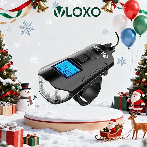 Miniatura 9 de VLOXO Velocímetro de bicicleta con juego de luces de bicicleta, IPX7 impermeable odómetro de bicicleta con bocina LED delantera y trasera luz USB