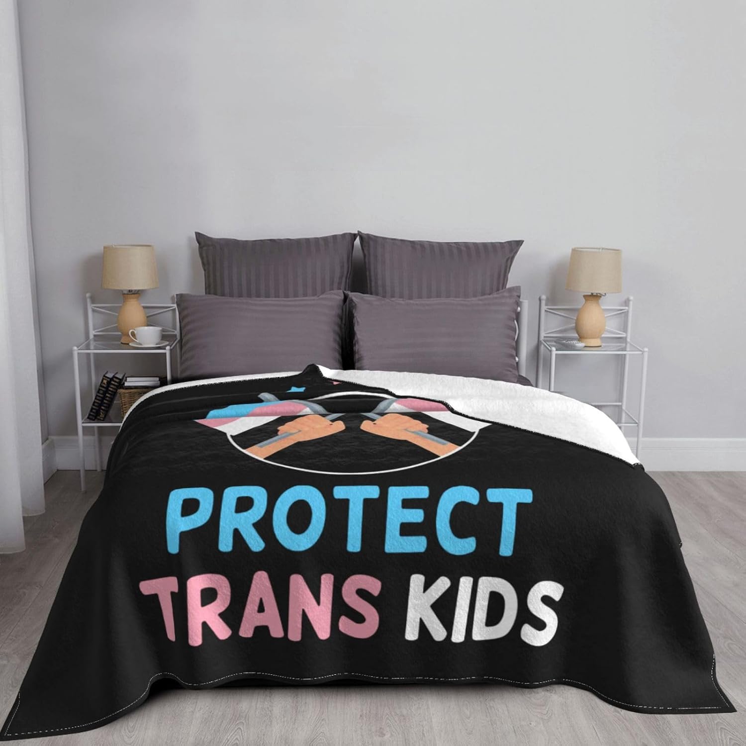 Protect Trans Kids Blanket Ultra Soft Lightweight Quilt for Travel Fleece Blankets