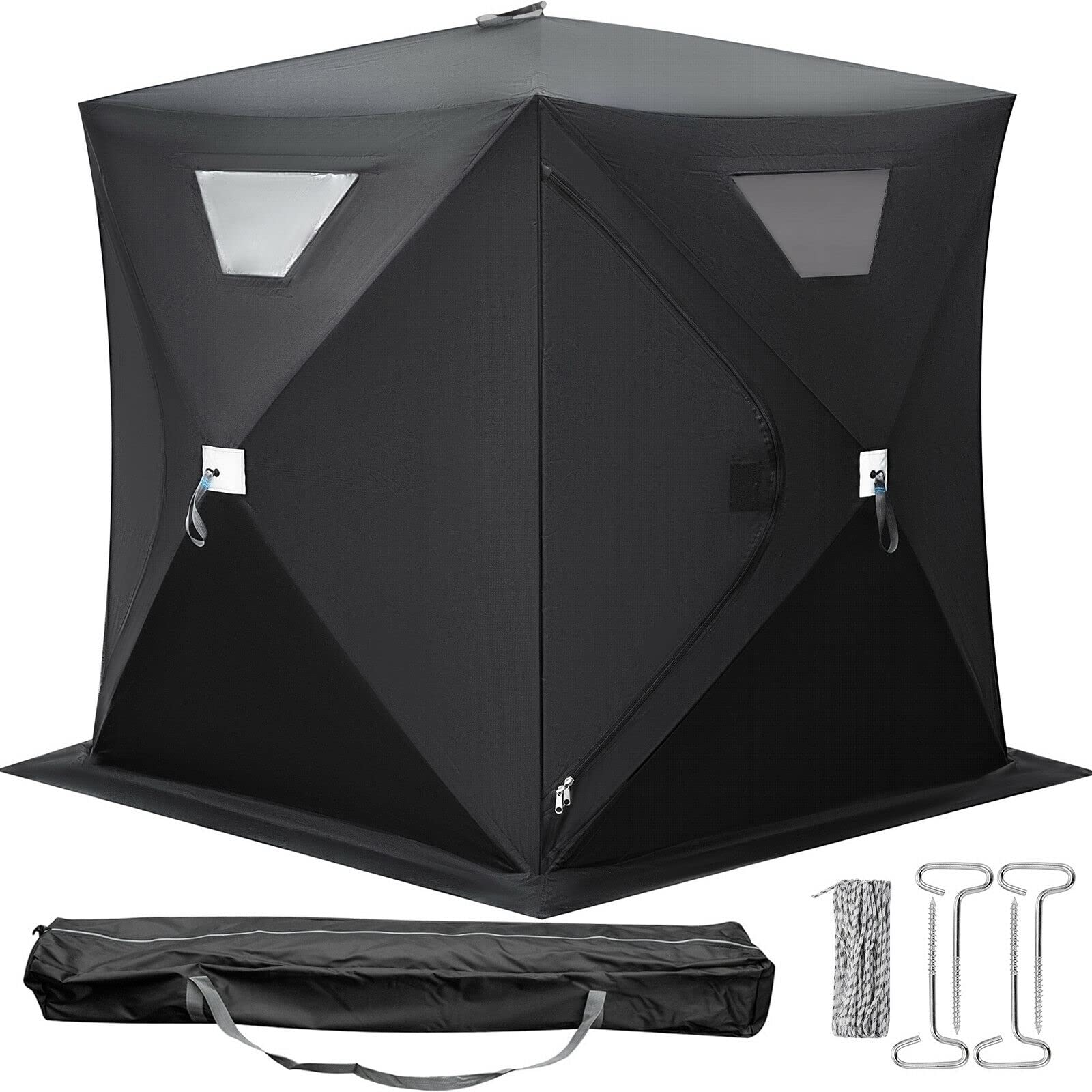 Schronienie namiotu pod lodem Shanty wyskakujące 2-osobowe 300D Oxford Fabric Waterproof Windproof na zimowe wędkarstwo Narzędzia ogrodowe(Nero)