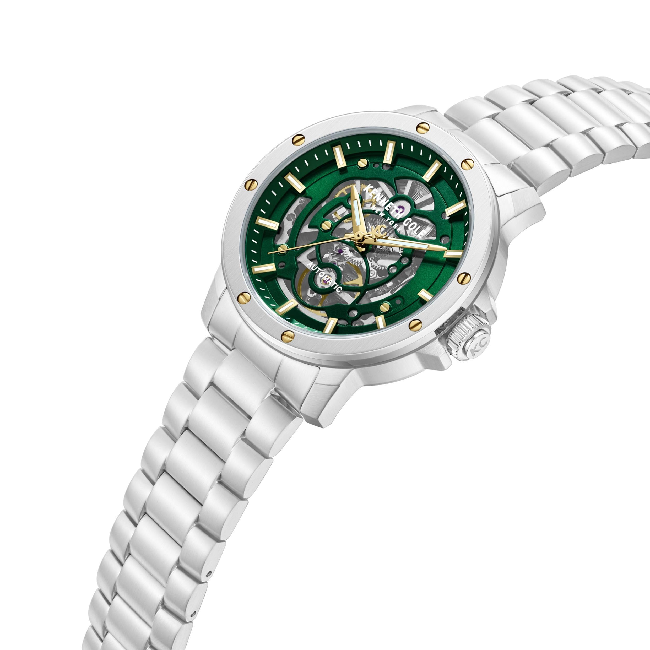 Kenneth Cole - Automatic watch Harrison - Automatic movimento dell'orologio - Larghezza della cassa: 44 mm - Acciaio inossidabile - Green - 5 ATM